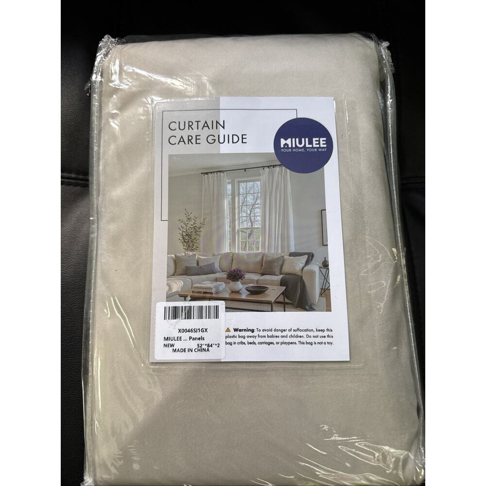 Miulee Curtain Panels (2), Beige, 52x84